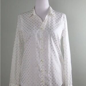 J. Crew White Button Down Shirt with Gold Dots